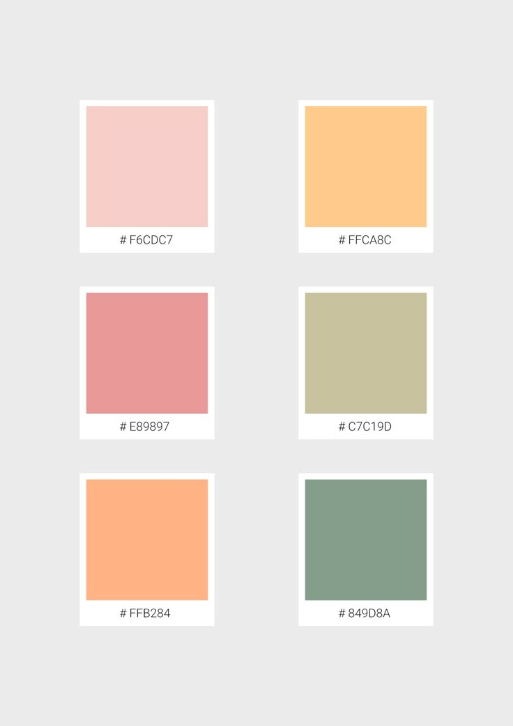 four different shades of pastel on the same color scheme, each with their own name