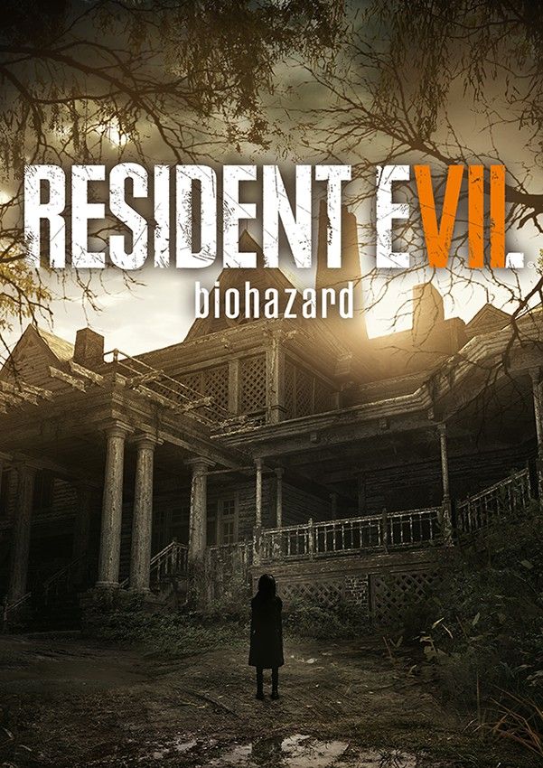 resident evil biohazard on the cover of a book with an image of a person standing in front of a house