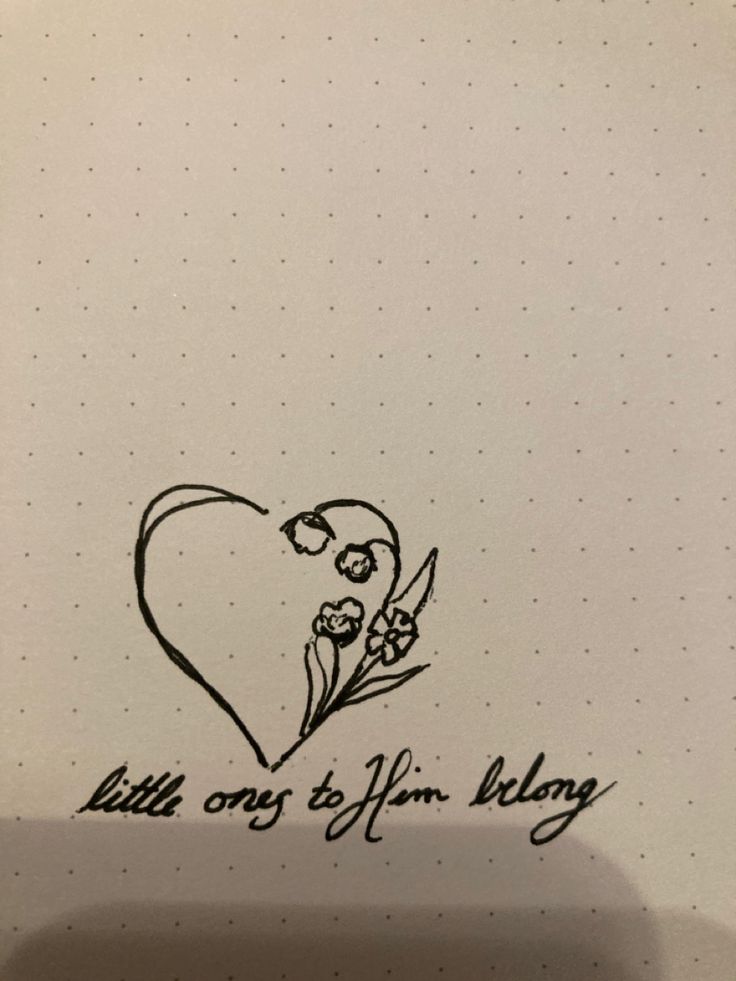 a drawing of a heart with flowers and the words, little ones to yum baby