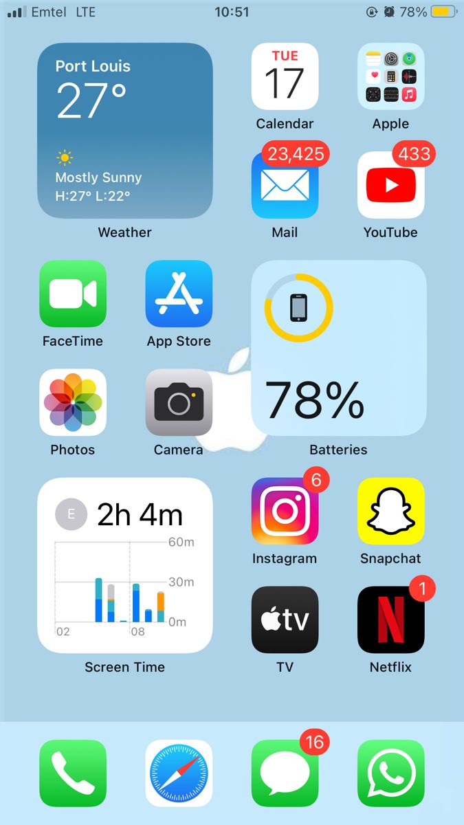 an iphone screen with icons on it and the time left for each phone to go