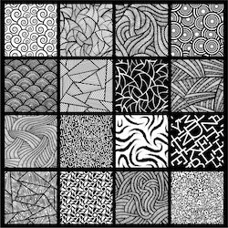 a set of nine black and white patterns