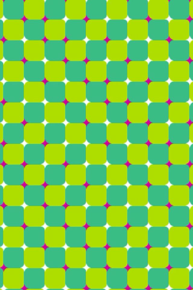 a green and pink checkered pattern with red dots