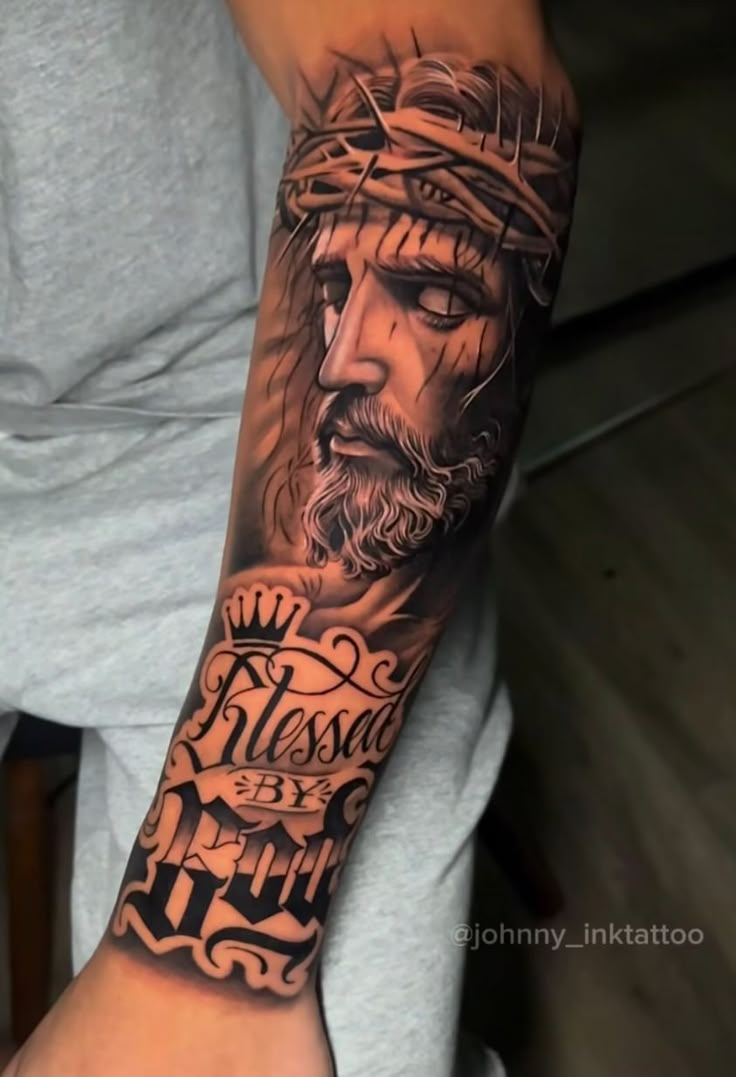 a person with a crown on their arm