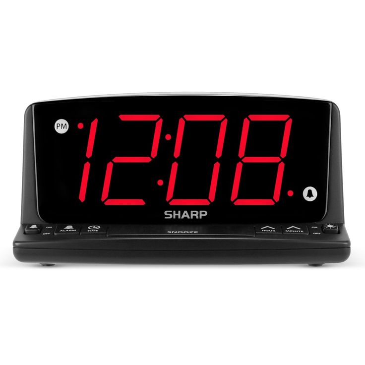 an alarm clock with red numbers on the front and back sides, showing the time