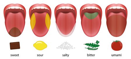 four different types of tongues are shown in this diagram, including tomatoes, lemons, and chocolate