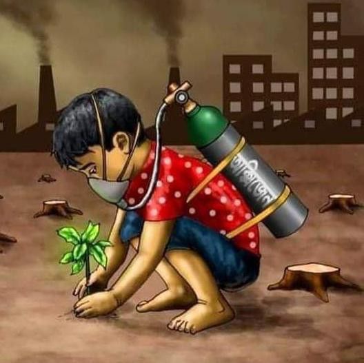 a boy kneeling down in the dirt with a bottle and a sprout next to him