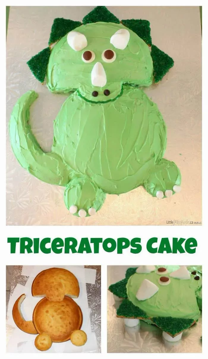 there is a cake made to look like a dinosaur