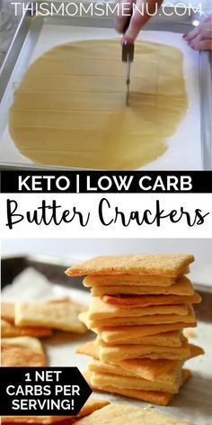 the process for making keto low carb butter crackers is shown in pictures