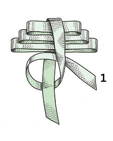 a drawing of a green ribbon tied in a knot