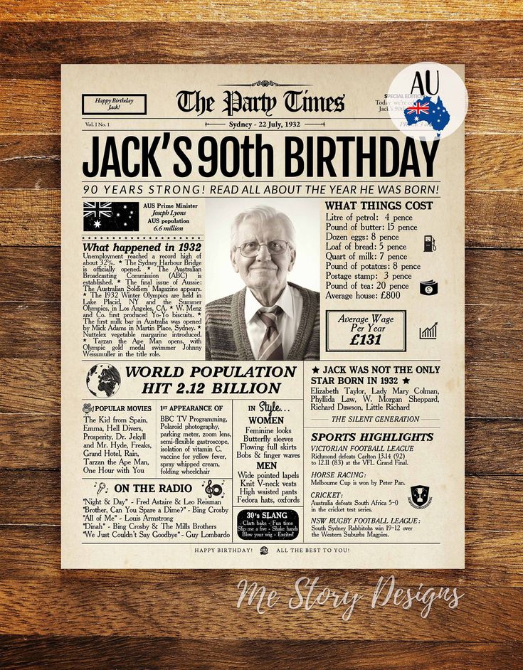 the front page of jack's 90th birthday newspaper