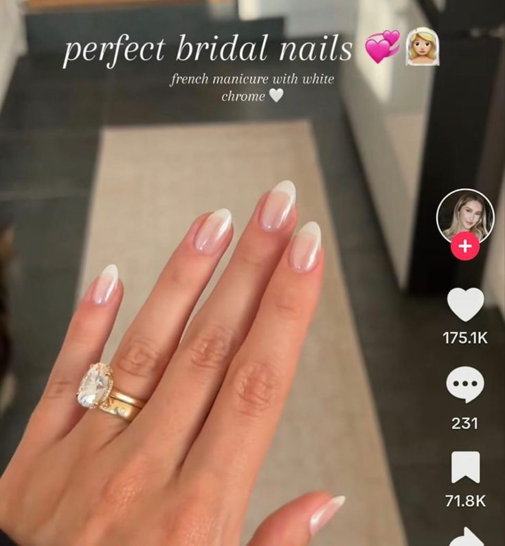 Bridal Nails French, Nails Gems, Nails With Gems, Almond Shaped Nails, Engagement Nails, Everyday Glam, Shaped Nails, Wedding Nails For Bride, Pearl Nails