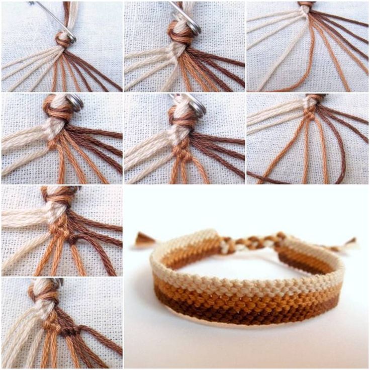 instructions to make a woven bracelet with tassels