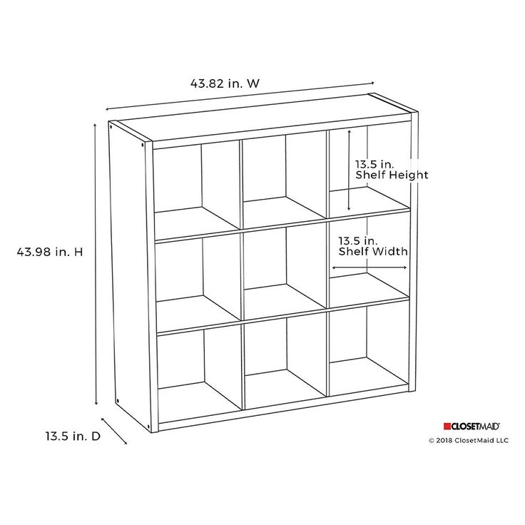 the standard bookcase is shown with measurements for each shelf and two shelves on one side