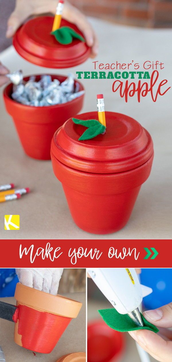 an apple shaped container is being used to make a teacher's gift for her students