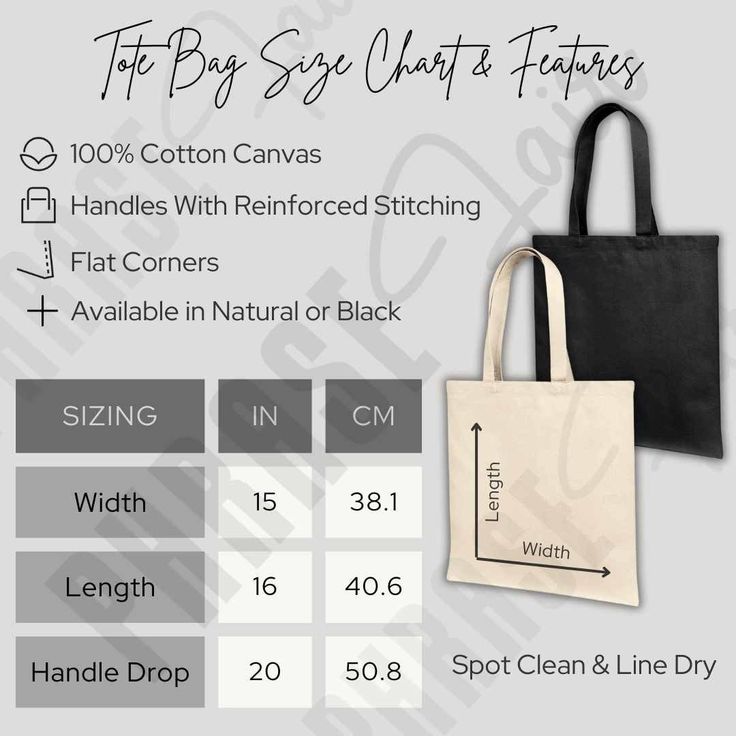 Get ready to take your listings to the next level with our top notch tote bag size chart mockups! You will receive 3 different digital download files featuring the Liberty OAD113 cotton canvas tote bags. One file features both the natural and black bags. The other two files consist of the black and natural bags separately. This way you will always have the chart that suits what color bags you are selling. The size table not only shows measurements in inches and centimeters, the mockup also lists Tote Bag Size Chart, Bag Size Chart, Tote Bag Size, Cotton Tote Bag, Black Bag, Cotton Totes, Cotton Tote Bags, Design Store, Canvas Bag