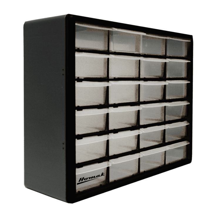 a black and white drawer with many drawers on the bottom shelf is shown in front of a white background