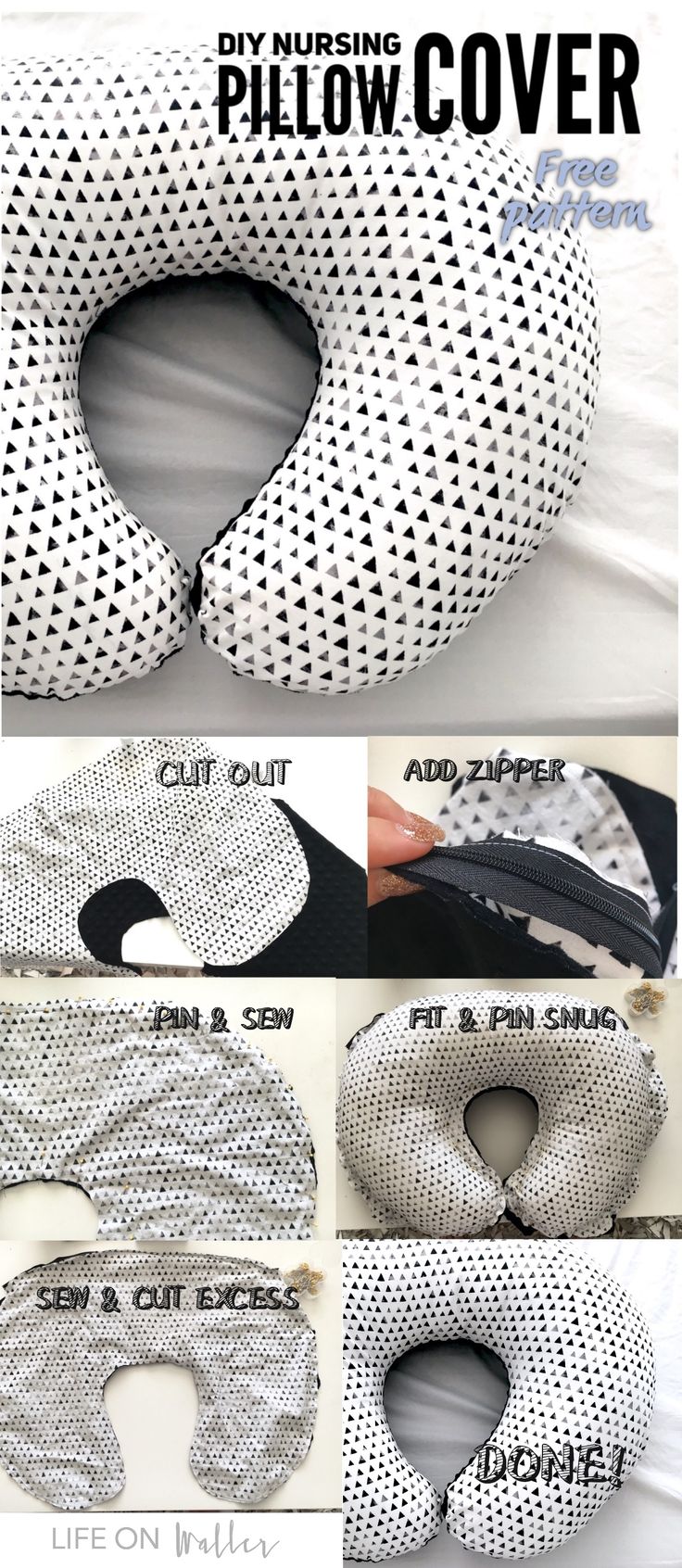 the instructions for how to make a diy nursing pillow cover from an old sweater