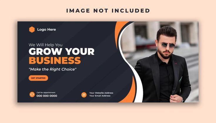 a business banner with a man in a suit and sunglasses