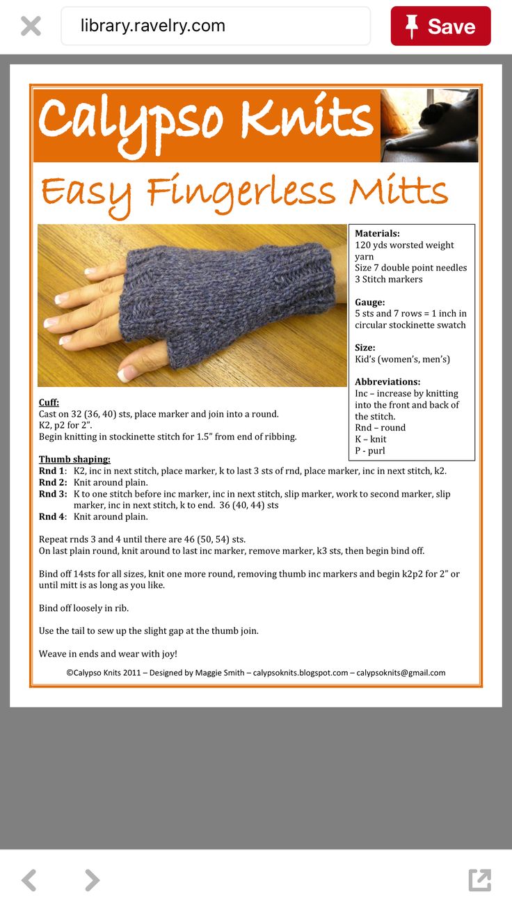 the calypso knits easy fingerless mitts