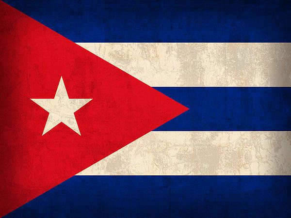 the flag of cuba is shown in red, white and blue with a star on it