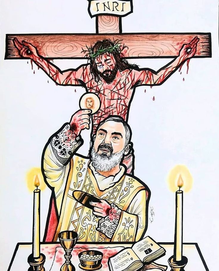 a drawing of jesus on the cross with candles and other items around him, as well as a crucifix