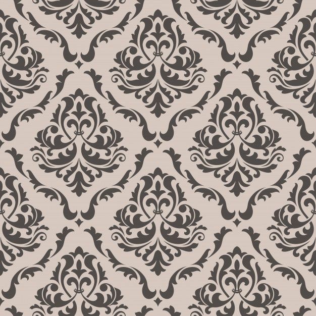 a black and white wallpaper with an ornate design on it's back ground