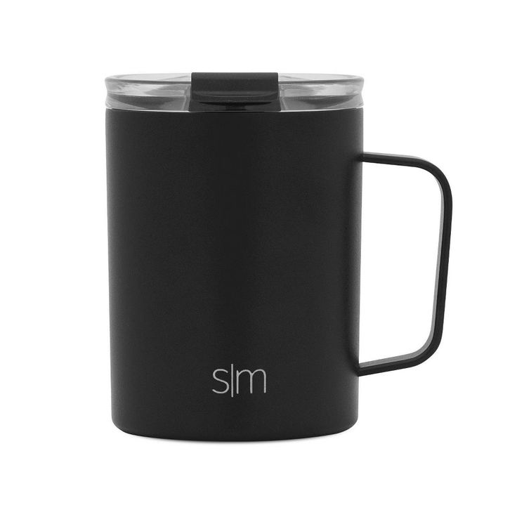 The Simple Modern Scout Mug is double wall, vacuum insulated, and made with premium gauge 18/8 stainless steel keeping your beverage hot or cold for hours. It comes with our flip lid which is perfect for the person on the go. The handle makes for easy transport or tying to your bag. This mug is perfect for the home, office, camp-site, and so much more. Simple Modern also gives at least 10percent of profits to causes we believe will change the world. Color: Black. Simply Modern Cup, Simply Modern Tumbler, Black Metal Coffee Mug, Black Coffee Mug 6oz, Camping Mugs Walmart, Stainless Steel Coffee Mugs, Insulated Cups, Stainless Steel Travel Mug, Vacuum Sealing