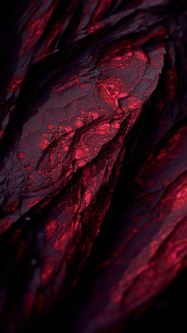 an abstract red and black background with some sort of rock formation in the foreground