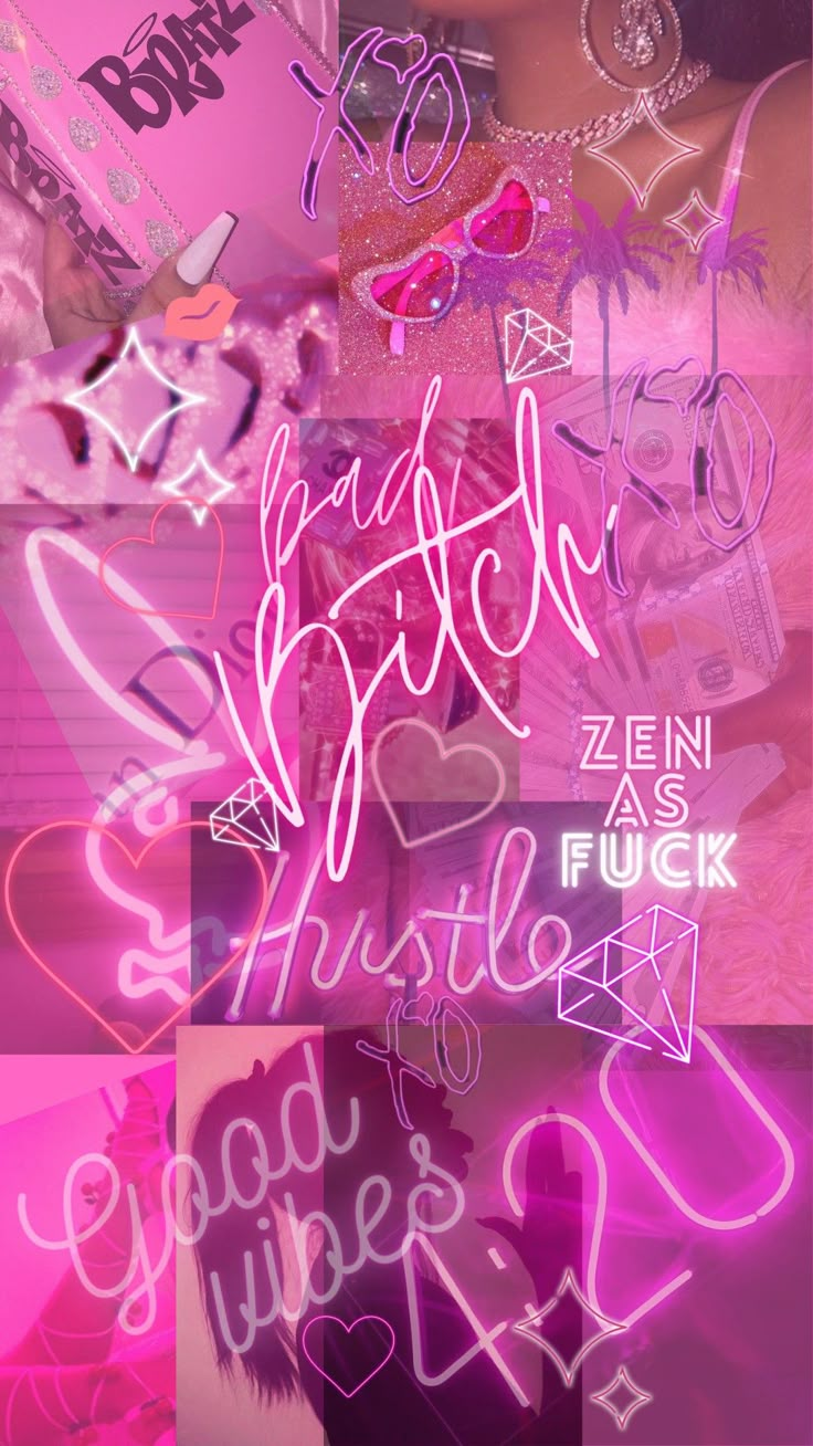 some type of neon text on a pink background