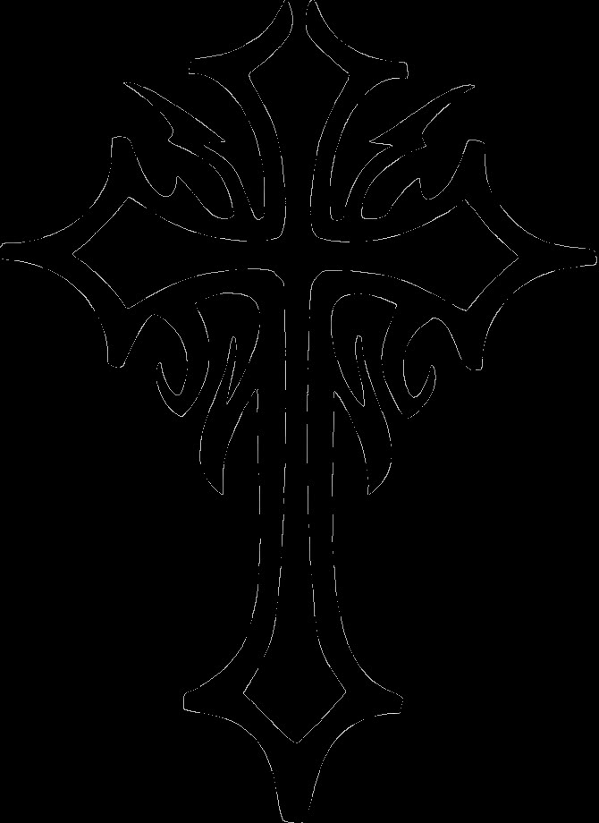 a black and white image of a cross