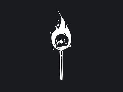 a fork with a skull on it and flames coming out of the top of it