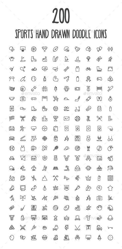 the 200 sports hand drawn doodle icons