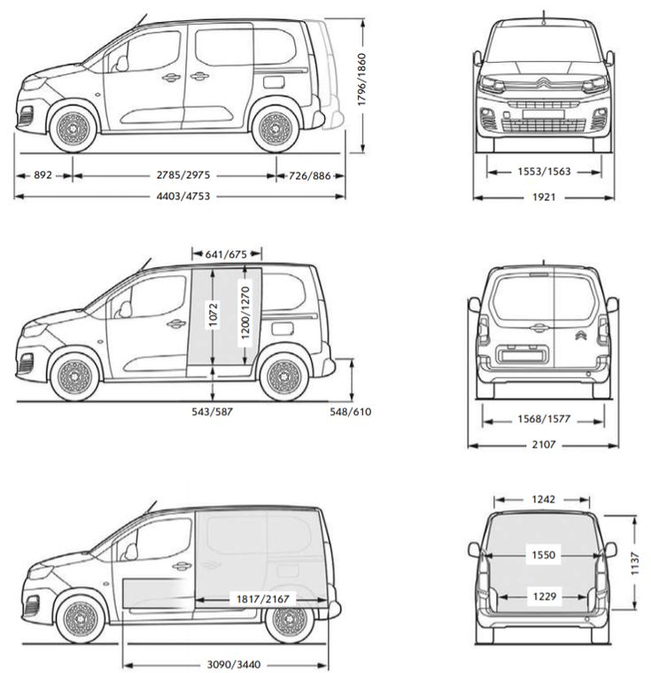 the blueprint drawing shows different types of vans