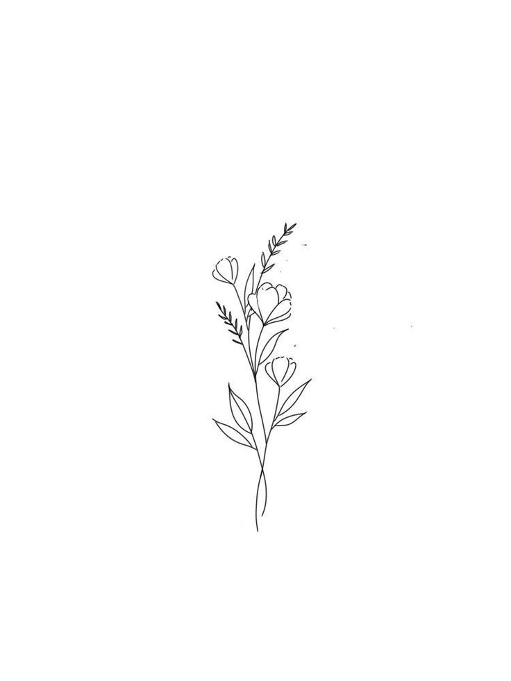 a black and white drawing of flowers on a white background