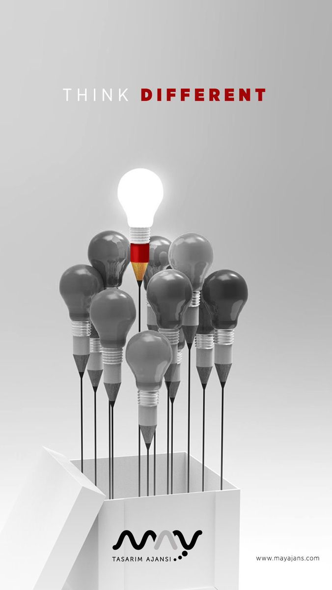 a group of light bulbs with the words think different