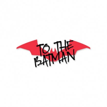 the words to the batman written in black and red