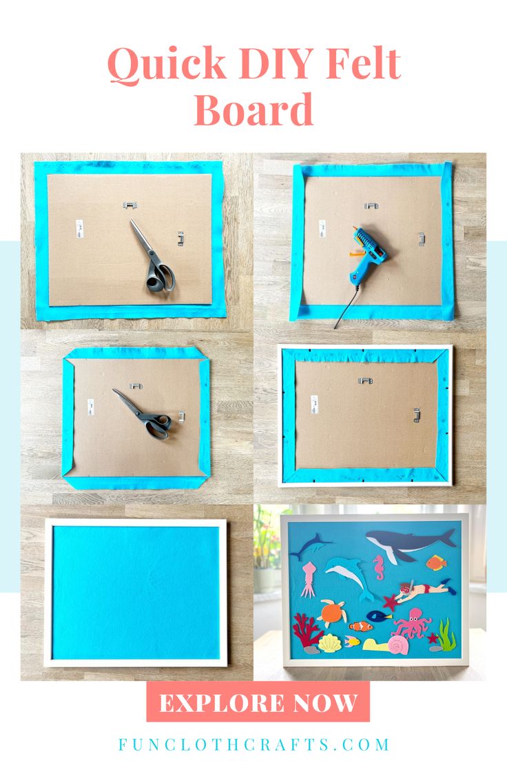 steps on how to make felt board with a picture frame Interactive Felt Board, Ice Cream Felt Board, Diy Felt Board How To Make, Homeschool Felt Board, Felt Boards For Toddlers, Felt Velcro Board, How To Print On Felt, Felt Busy Board, Felt Play Board