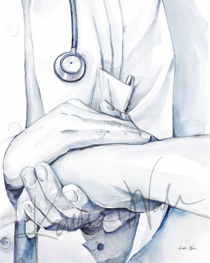 a drawing of a doctor's hand with a stethoscope on it