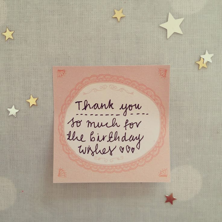 a thank you card with the words, thank you so much for the birthday wishes