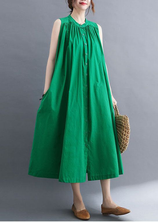 Green Cotton A Line Dress O-neck Oversized Summer A Line Casual Dress Summer, Cotton A Line Dress, Casual Sundress, Robes Vintage, Long Kurti Designs, Vintage Summer Dresses, Designer Dresses Casual, Summer Fashion Dresses, Comfortable Room