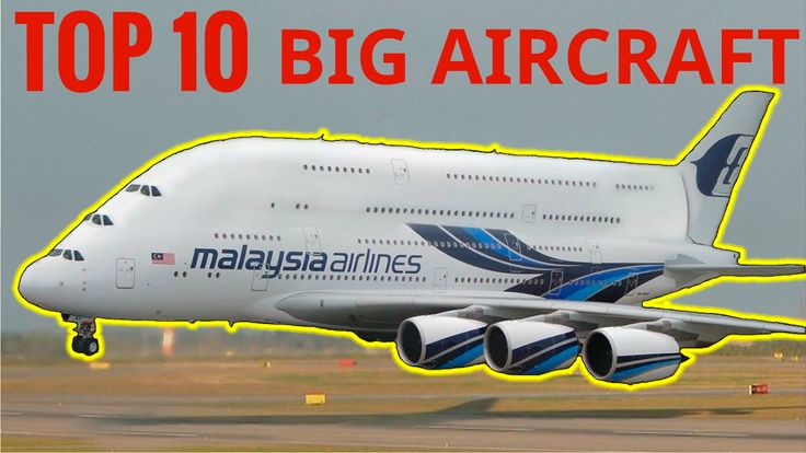 an airplane with the words top 10 big aircraft on it's side and in front