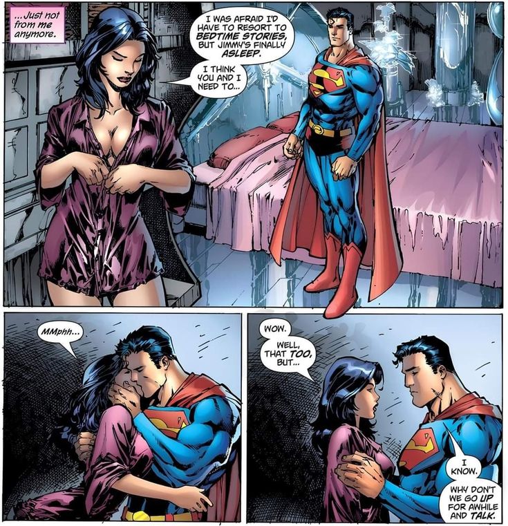 superman and lois kissing each other in a comic strip with the caption that reads, i