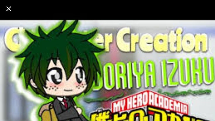 an anime character with green hair and black eyes, standing in front of a sign that says