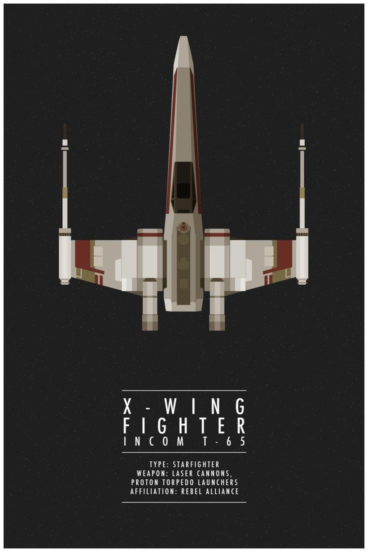 the x - wing fighter from star wars is shown in this poster for fans to see