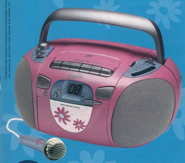 an advertisement for the radio that is pink and has flowers on it, with a flowery design