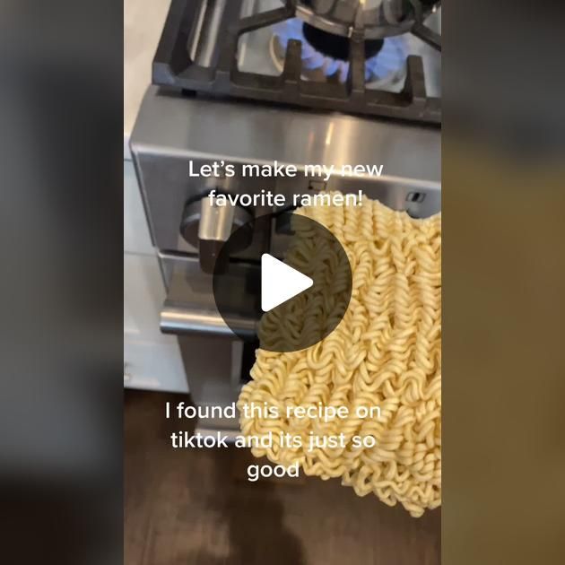 a video demonstrating how to make instant noodles in an electric fryer with the words, let's make my new favorite ramen i found this recipe on tiktok and its just so good