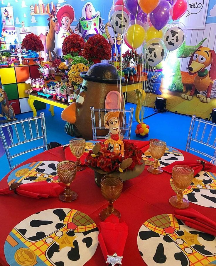 a table set up for a birthday party