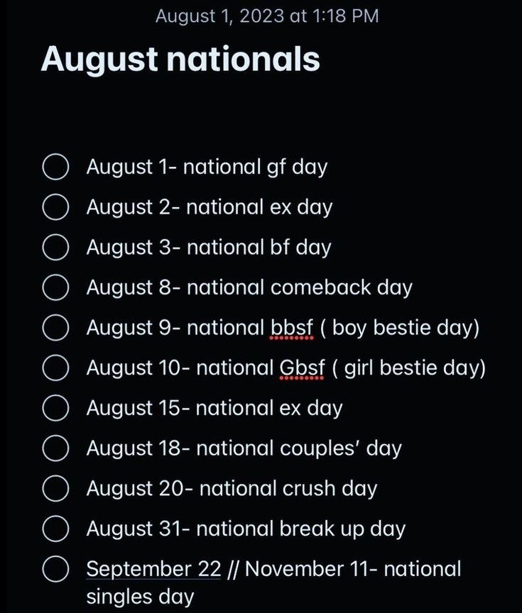 an image of the national day calendar for august 1, 2013 on a cell phone