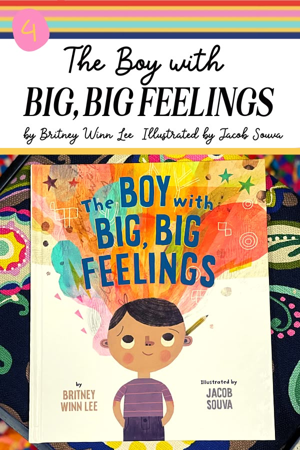 the boy with big feelings book cover is shown in front of a colorful background and text that reads, the boy with big feelings