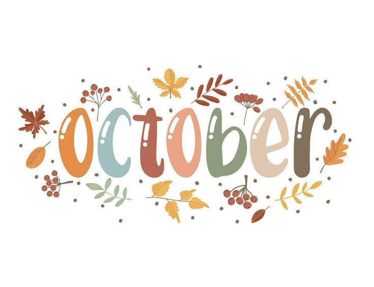 the word october surrounded by autumn leaves and berries